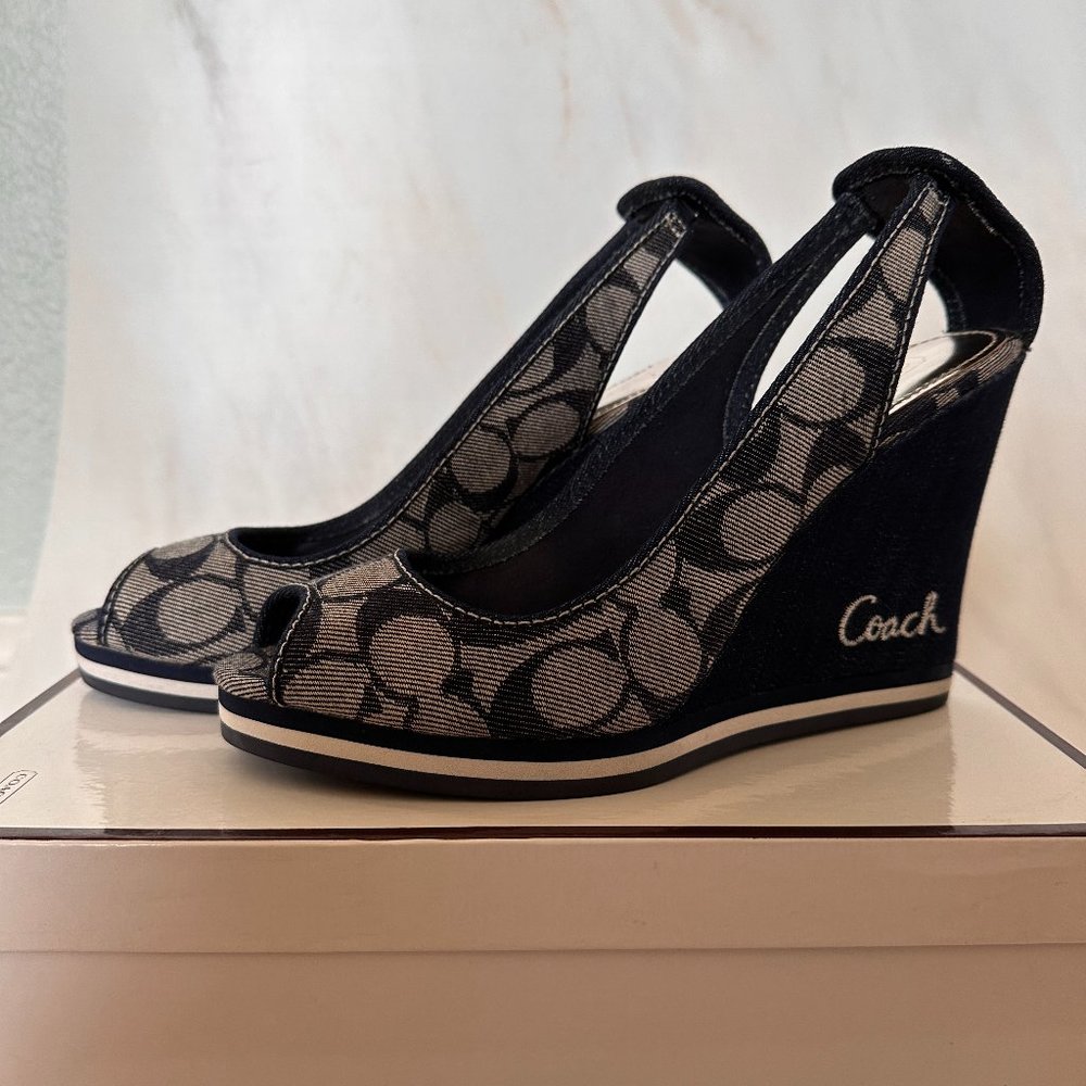 Coach |  Tarrah Signature Wedge | Denim - Size 10